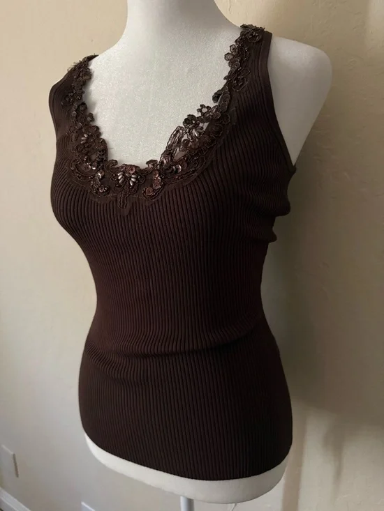 Cache Lace Trim Tank Top - Picture 3 of 5